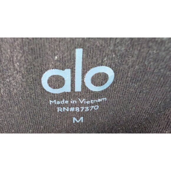 Alo Yoga Black High Waist Moto Legging Glossy Back Athletic Athleisure Medium - Picture 10 of 12